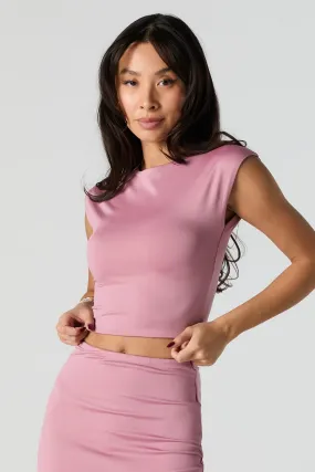 Crop Top with Contour Cap Sleeves